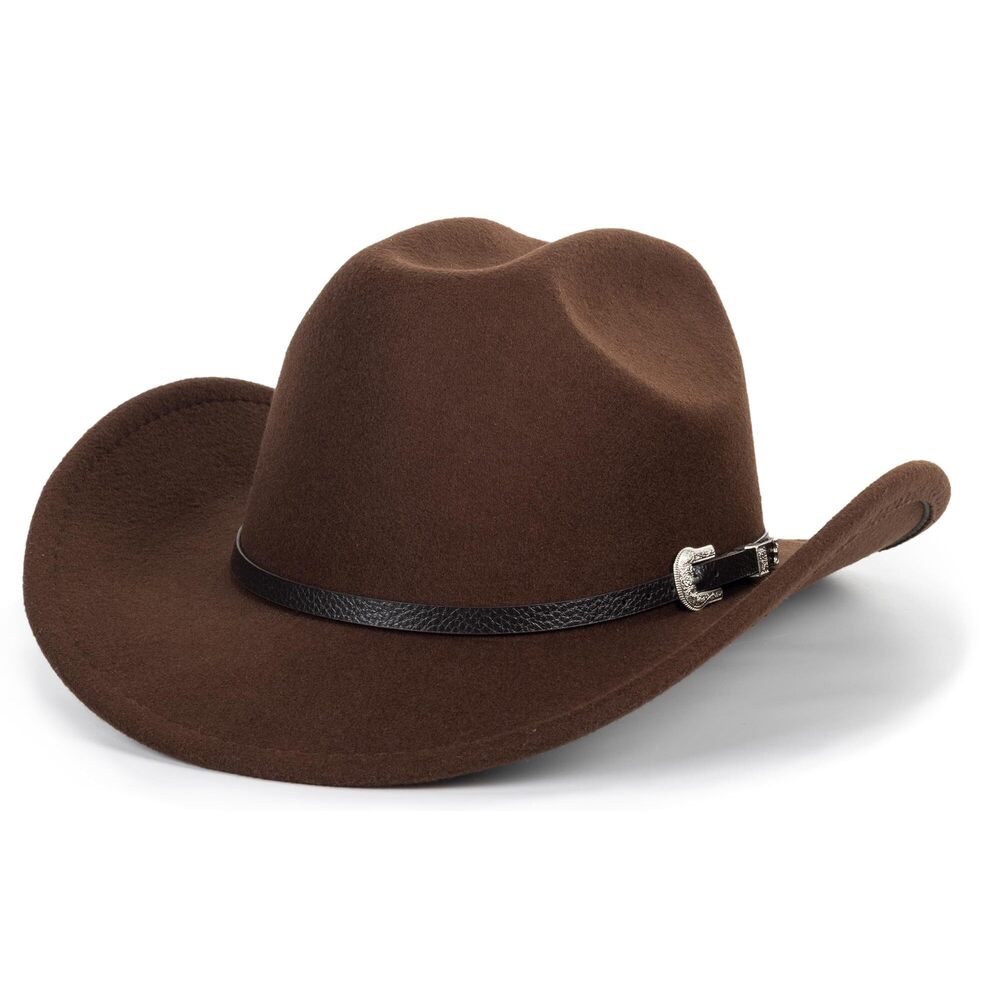 2111 Western Cowboy Hat For Men Women Classic Roll Up Fedora Hat With Buckle
